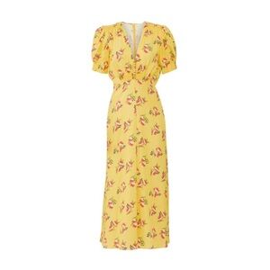 Jill Jill Stewart Yellow Floral Puff Sleeve Dress 4 Wedding Guest